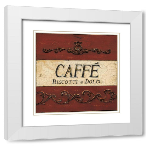 Caffe Biscotti Plaque White Modern Wood Framed Art Print with Double Matting by Fisk, Arnie
