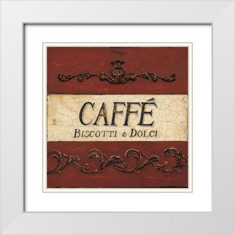 Caffe Biscotti Plaque White Modern Wood Framed Art Print with Double Matting by Fisk, Arnie