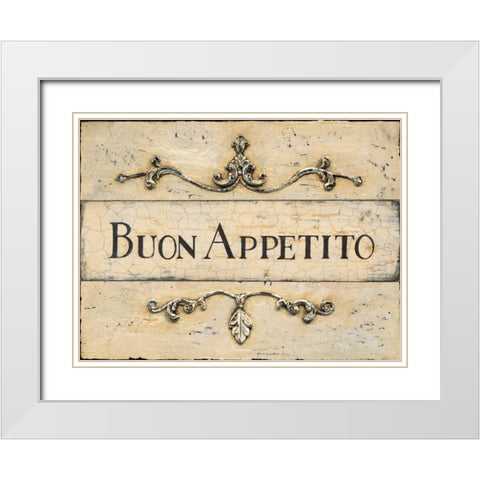 Buon Appetito Plaque White Modern Wood Framed Art Print with Double Matting by Fisk, Arnie