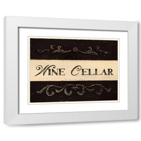 Wine Cellar Plaque White Modern Wood Framed Art Print with Double Matting by Fisk, Arnie