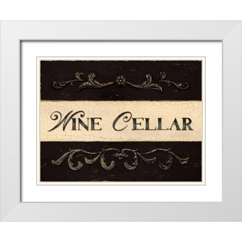 Wine Cellar Plaque White Modern Wood Framed Art Print with Double Matting by Fisk, Arnie