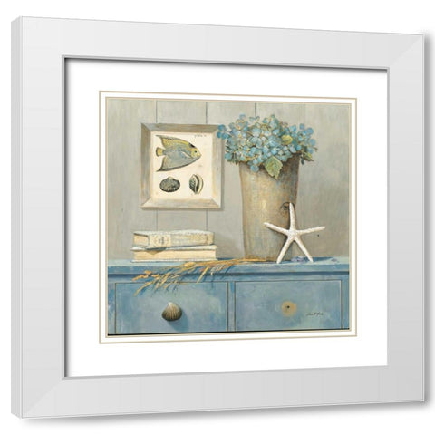 St. Tropez Botanical White Modern Wood Framed Art Print with Double Matting by Fisk, Arnie