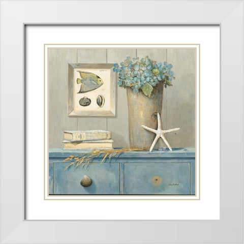 St. Tropez Botanical White Modern Wood Framed Art Print with Double Matting by Fisk, Arnie