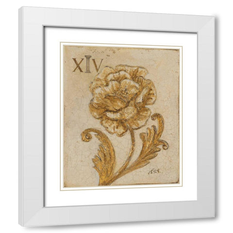 Gilded Petals White Modern Wood Framed Art Print with Double Matting by Fisk, Arnie