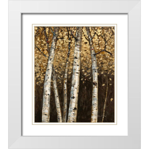 Shimmering Birches 2 White Modern Wood Framed Art Print with Double Matting by Fisk, Arnie
