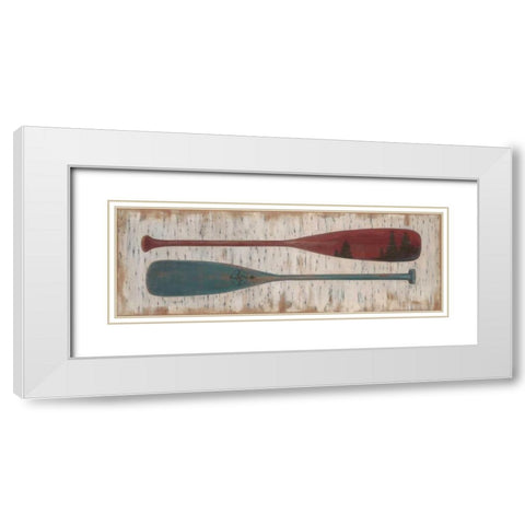 Paddles on Birchbark White Modern Wood Framed Art Print with Double Matting by Fisk, Arnie