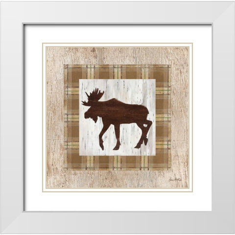 Wandering Moose White Modern Wood Framed Art Print with Double Matting by Fisk, Arnie