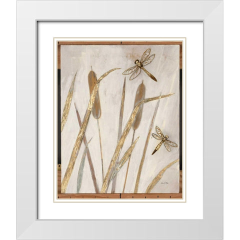 Rustic Cat Tails White Modern Wood Framed Art Print with Double Matting by Fisk, Arnie