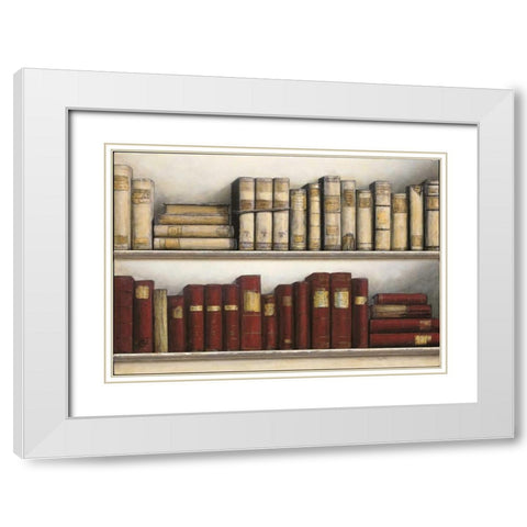 World Study of Books White Modern Wood Framed Art Print with Double Matting by Fisk, Arnie