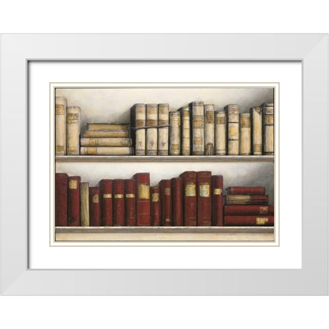 World Study of Books White Modern Wood Framed Art Print with Double Matting by Fisk, Arnie