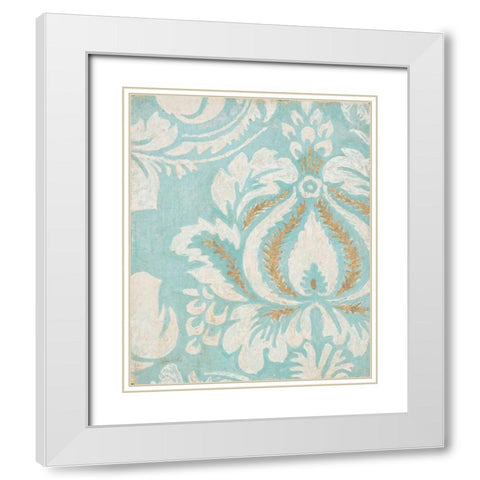 Tiffany Damask White Modern Wood Framed Art Print with Double Matting by Fisk, Arnie