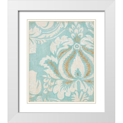 Tiffany Damask White Modern Wood Framed Art Print with Double Matting by Fisk, Arnie