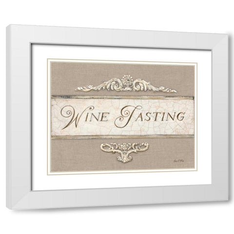 Linen Wine Tasting  White Modern Wood Framed Art Print with Double Matting by Fisk, Arnie