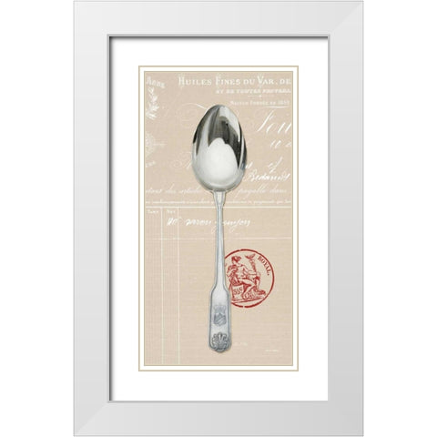 Engrave Spoon White Modern Wood Framed Art Print with Double Matting by Fisk, Arnie