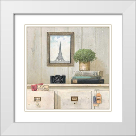 Paris Traveler White Modern Wood Framed Art Print with Double Matting by Fisk, Arnie