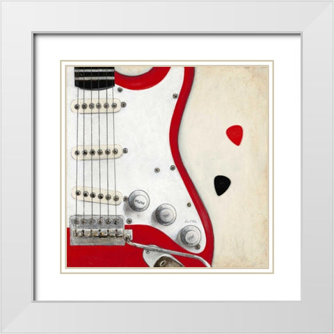 Guitar Play White Modern Wood Framed Art Print with Double Matting by Fisk, Arnie