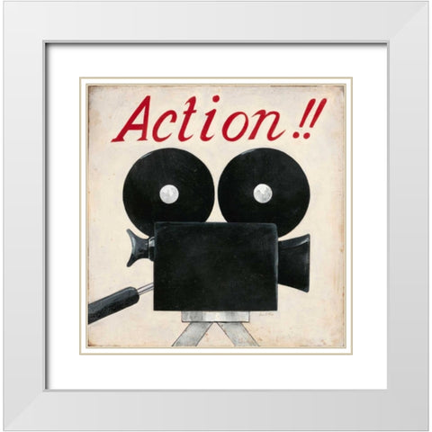 Camera Action White Modern Wood Framed Art Print with Double Matting by Fisk, Arnie