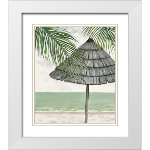 Seaside Palapa White Modern Wood Framed Art Print with Double Matting by FISK, Arnie