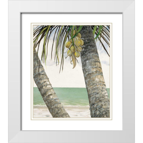 Seaside Coconuts White Modern Wood Framed Art Print with Double Matting by FISK, Arnie