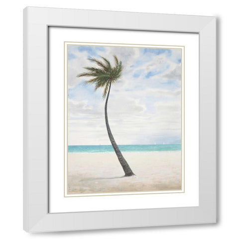 Breezy Palm 1 White Modern Wood Framed Art Print with Double Matting by FISK, Arnie