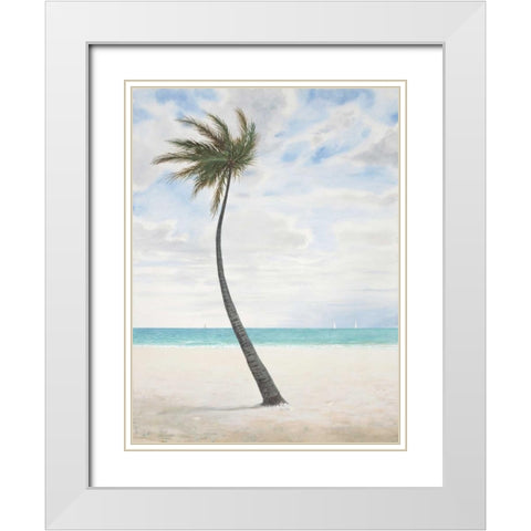 Breezy Palm 1 White Modern Wood Framed Art Print with Double Matting by FISK, Arnie