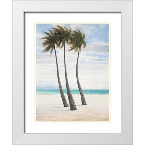 Breezy Palm 2 White Modern Wood Framed Art Print with Double Matting by FISK, Arnie