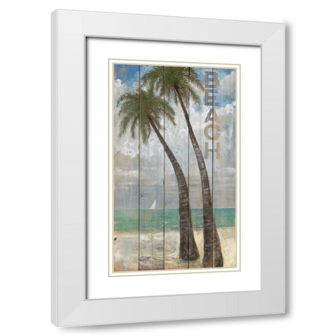 Beach Sign White Modern Wood Framed Art Print with Double Matting by Fisk, Arnie