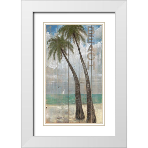 Beach Sign White Modern Wood Framed Art Print with Double Matting by Fisk, Arnie