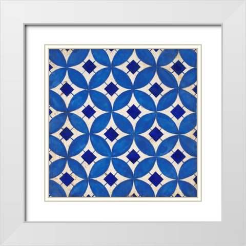 Lapis Inlaid Tile White Modern Wood Framed Art Print with Double Matting by Fisk, Arnie
