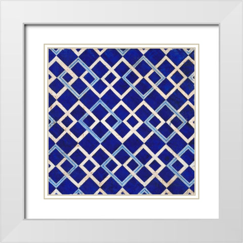 Lapis Diamond Tile White Modern Wood Framed Art Print with Double Matting by Fisk, Arnie