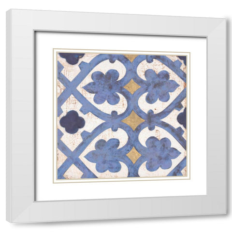 Florentine Summer Tile 2 White Modern Wood Framed Art Print with Double Matting by Fisk, Arnie