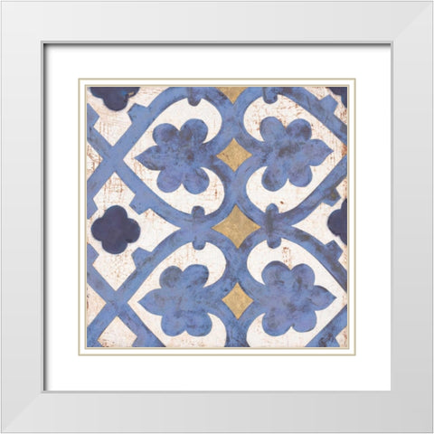 Florentine Summer Tile 2 White Modern Wood Framed Art Print with Double Matting by Fisk, Arnie