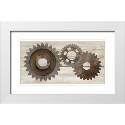 Industrial Chic Elements White Modern Wood Framed Art Print with Double Matting by Fisk, Arnie