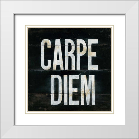 Industrial Chic Carpe Diem White Modern Wood Framed Art Print with Double Matting by Fisk, Arnie