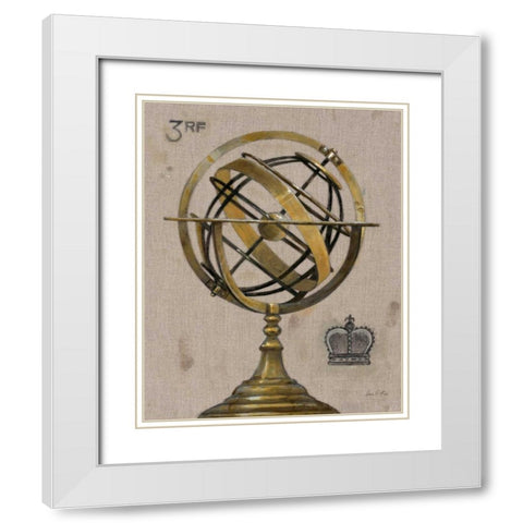 Industrial Chic Armillary Globe White Modern Wood Framed Art Print with Double Matting by Fisk, Arnie