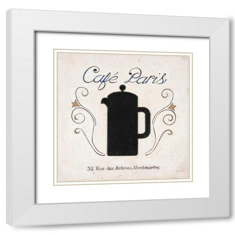 Cafe Paris Coffee White Modern Wood Framed Art Print with Double Matting by Fisk, Arnie