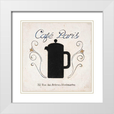 Cafe Paris Coffee White Modern Wood Framed Art Print with Double Matting by Fisk, Arnie