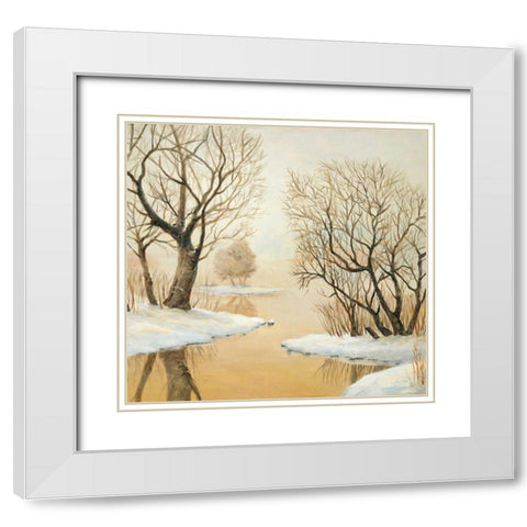 Winter Lake Square White Modern Wood Framed Art Print with Double Matting by Fisk, Arnie