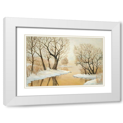 Winter Lake White Modern Wood Framed Art Print with Double Matting by Fisk, Arnie