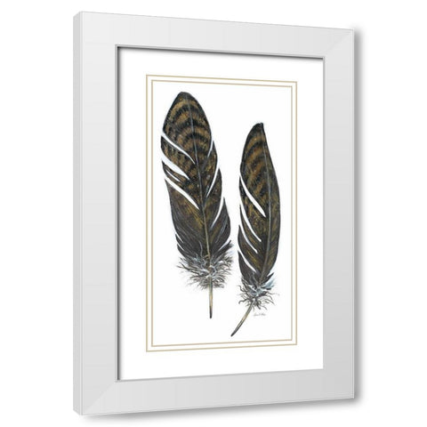 Feather Study 1 White Modern Wood Framed Art Print with Double Matting by Fisk, Arnie