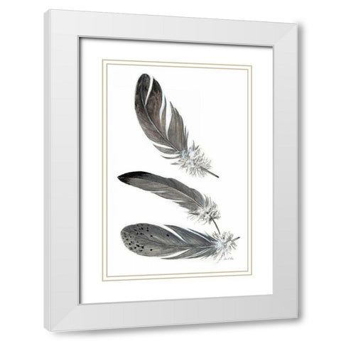 Feather Study 3 White Modern Wood Framed Art Print with Double Matting by Fisk, Arnie