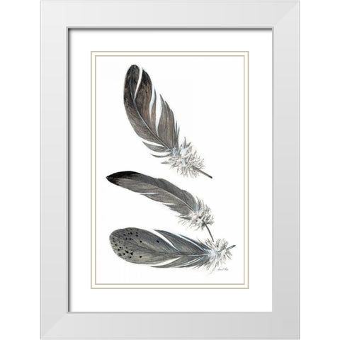 Feather Study 3 White Modern Wood Framed Art Print with Double Matting by Fisk, Arnie