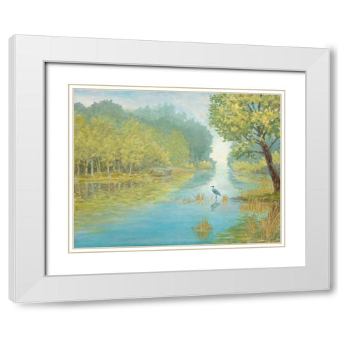 Still Heron Landscape White Modern Wood Framed Art Print with Double Matting by Fisk, Arnie