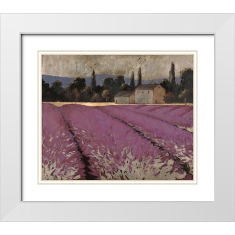 Lavender Fields 2 White Modern Wood Framed Art Print with Double Matting by Wiens, James
