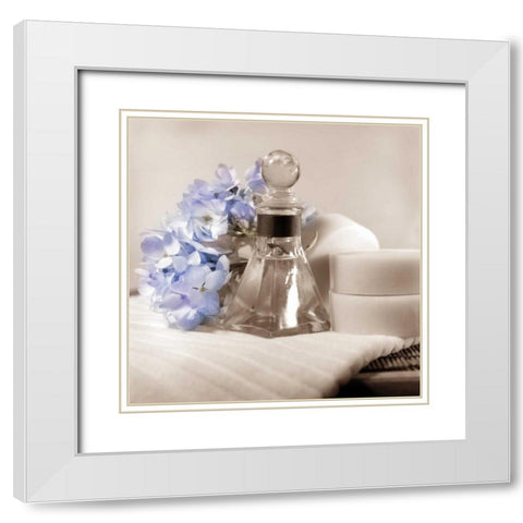 Hydrangea and Tray White Modern Wood Framed Art Print with Double Matting by Atria, Cristin