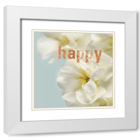Happy Blooms White Modern Wood Framed Art Print with Double Matting by Greenwood, Julie