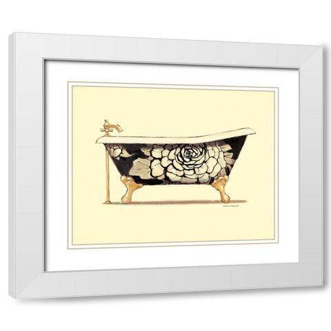 FLORAL BATH White Modern Wood Framed Art Print with Double Matting by Fabiano, Marco