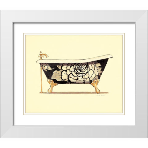 FLORAL BATH White Modern Wood Framed Art Print with Double Matting by Fabiano, Marco