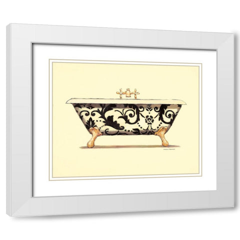 SCROLL BATH White Modern Wood Framed Art Print with Double Matting by Fabiano, Marco