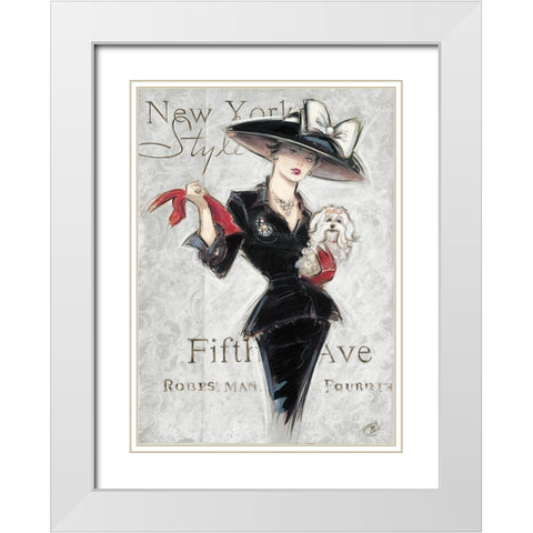 New York Style Lady White Modern Wood Framed Art Print with Double Matting by Barreett, Chad